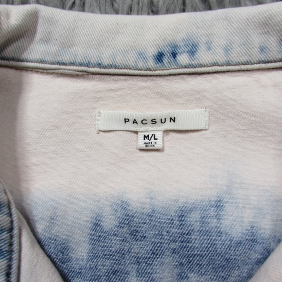 PacSun Jean Jacket Cropped Acid Pink Size M/L - Picture 3 of 4
